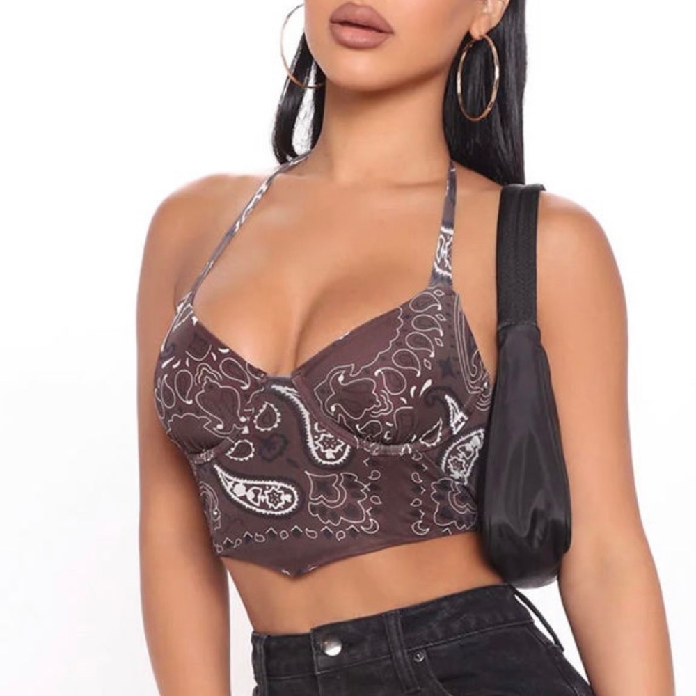 Chocolate Halter Neck Corset Top